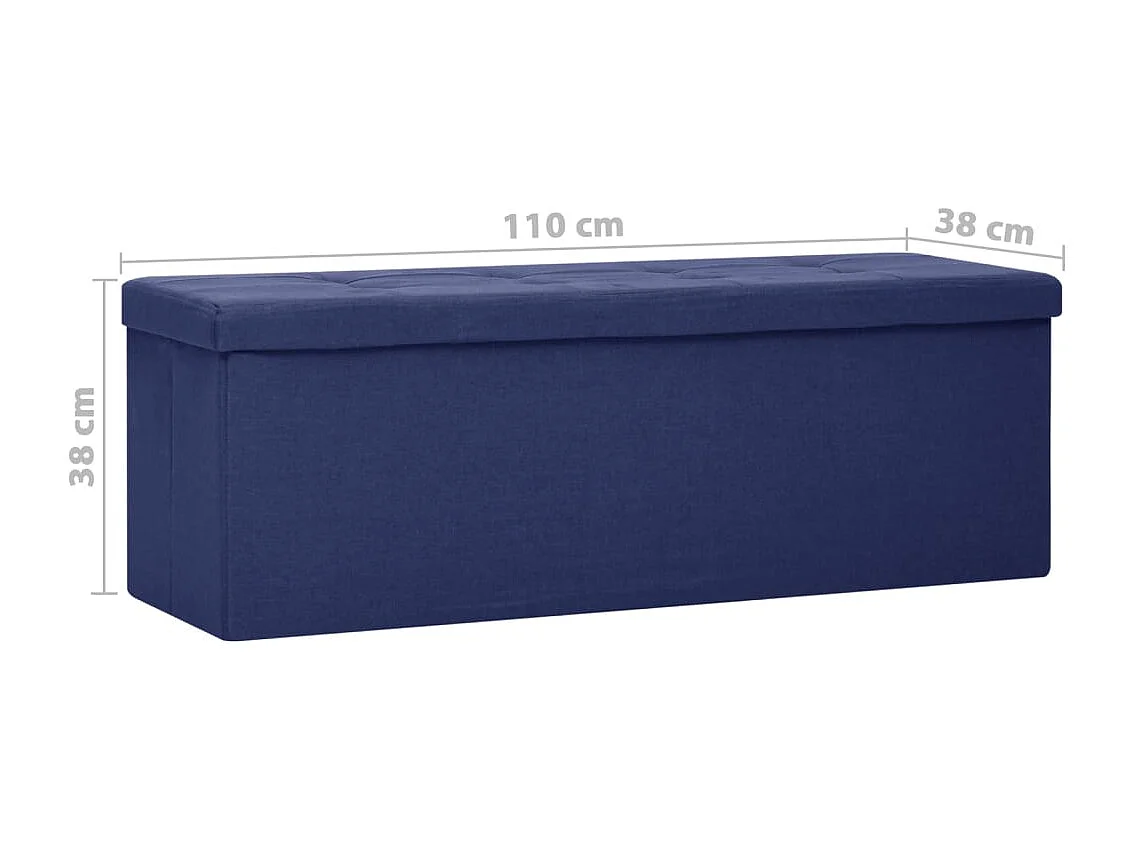 Banc de rangement pliable Bleu Faux lin