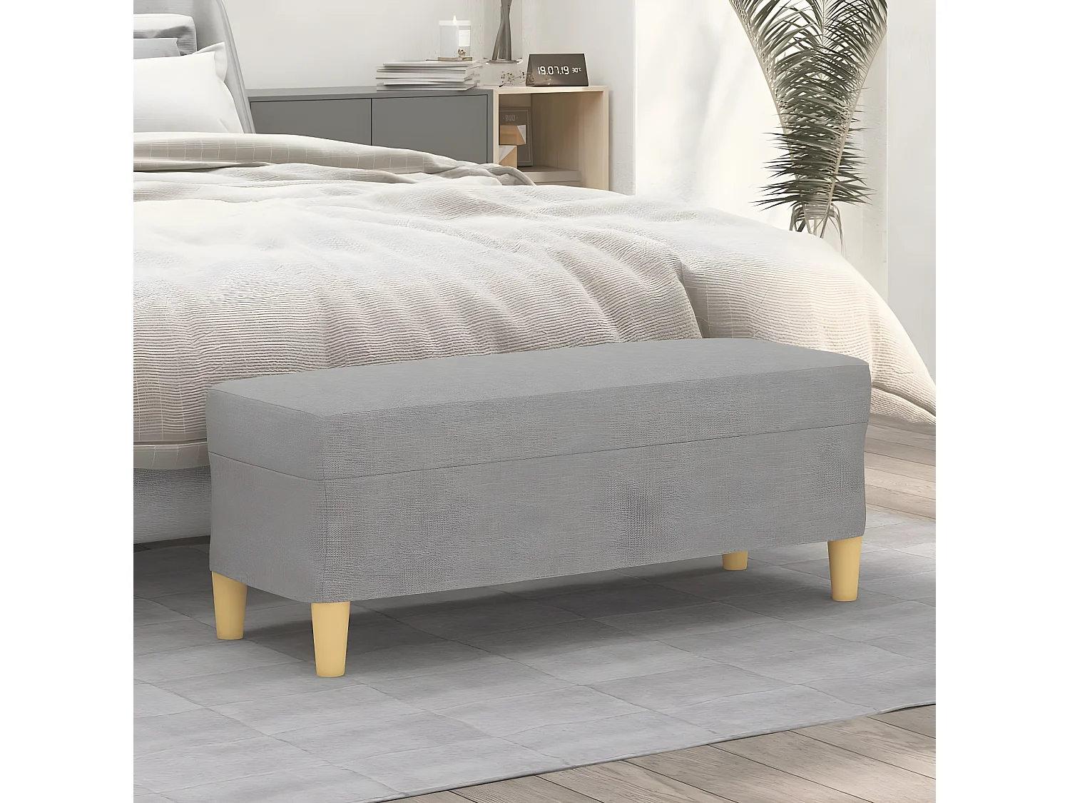 Panca Grigio chiaro 100x35x41 cm in Tessuto