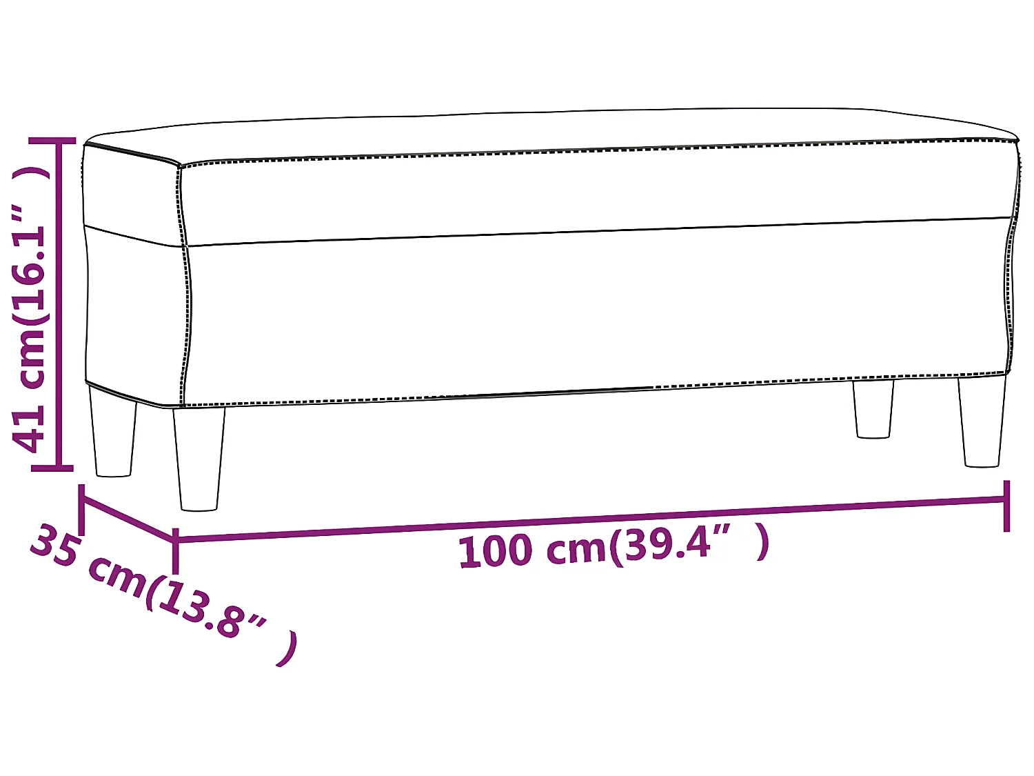 Panca Grigio chiaro 100x35x41 cm in Tessuto