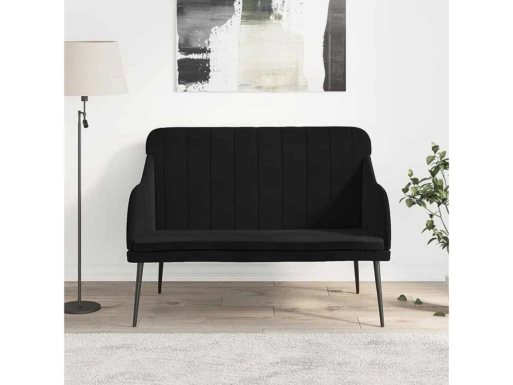Sitzbank Schwarz 110x76x80 cm Samt