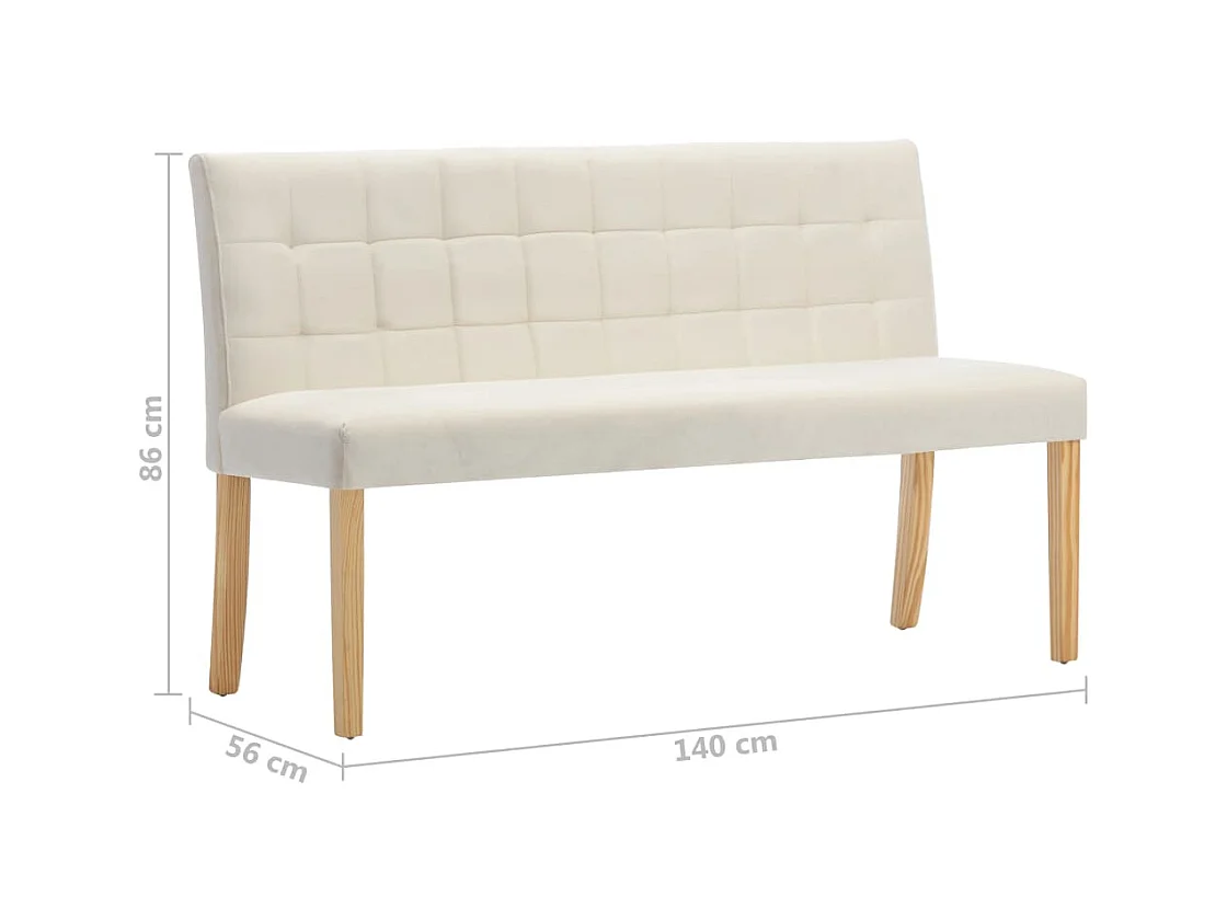 Banc 140 cm Crème Velours