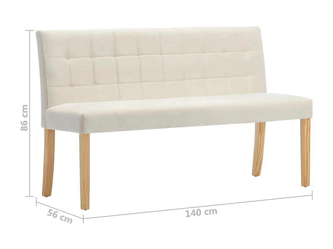 Banc 140 cm Crème Velours