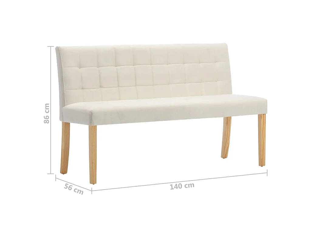 Banco 140 cm veludo cor creme