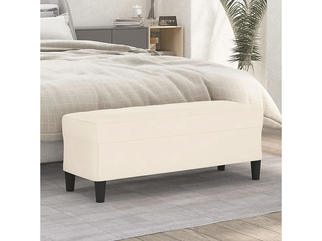 Banco 100x35x41 cm veludo cor creme