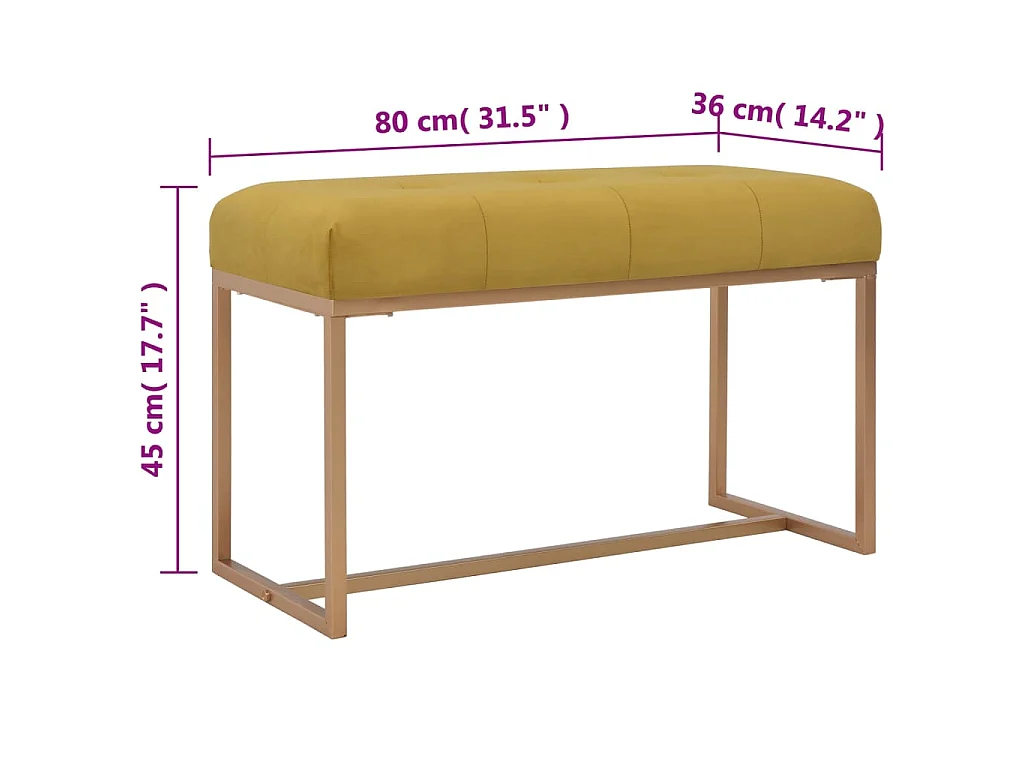 Bank 80 cm Senfgelb Samt