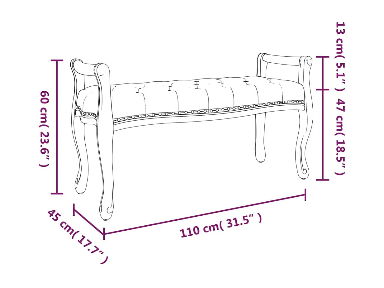 Sitzbank Dunkelgrau 110x45x60 cm Stoff