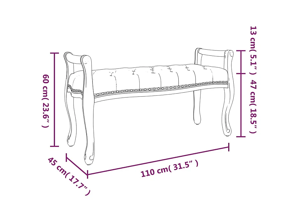 Panca Grigio Scuro 110x45x60 cm in Tessuto