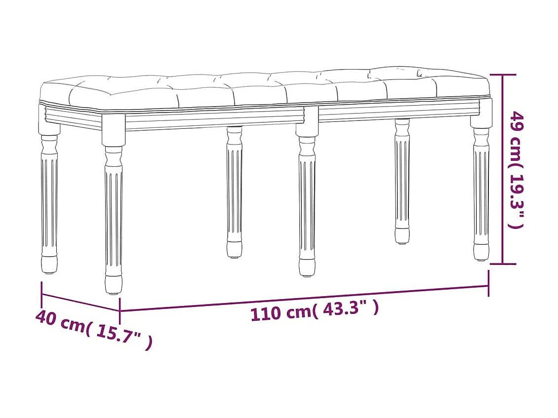 Banc Gris foncé 110x40x49 cm Tissu