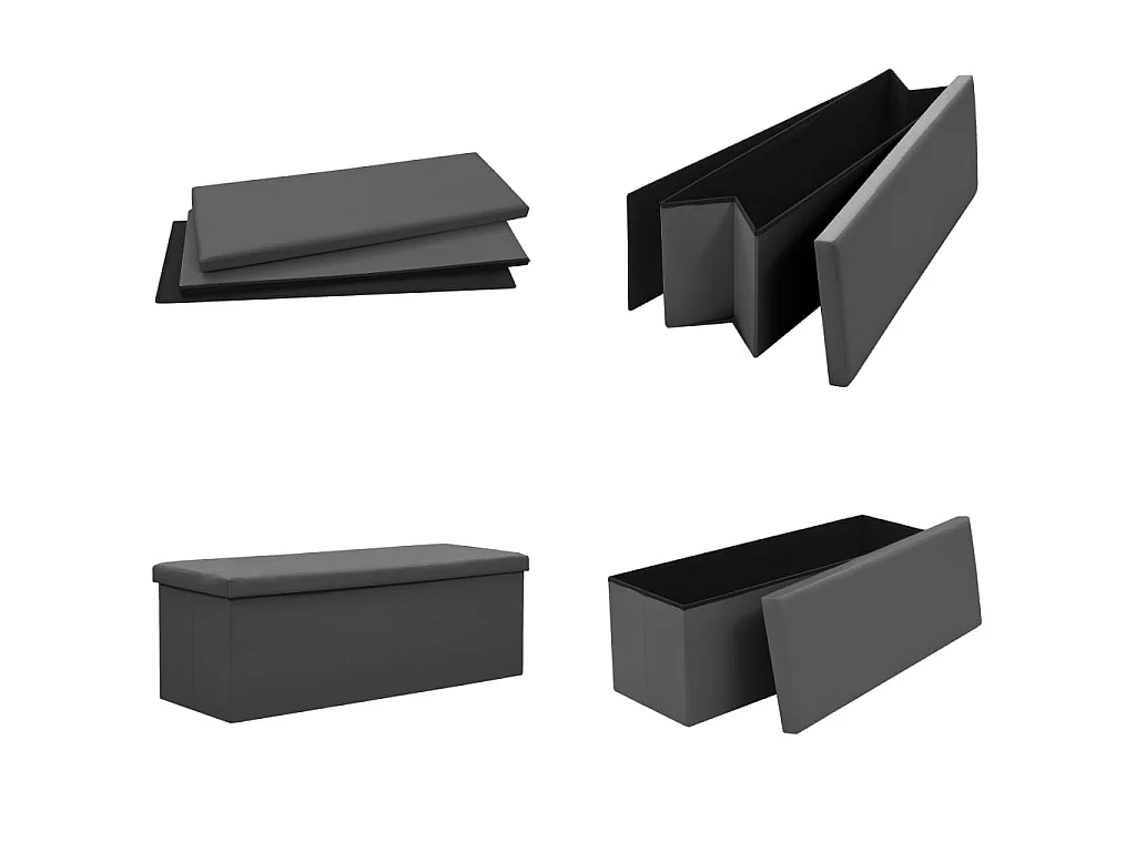 Panca Portaoggetti Pieghevole Grigia in PVC