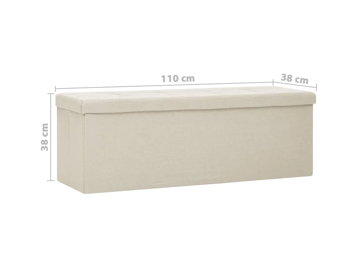 Opbergbank inklapbaar kunstlinnen crèmewit