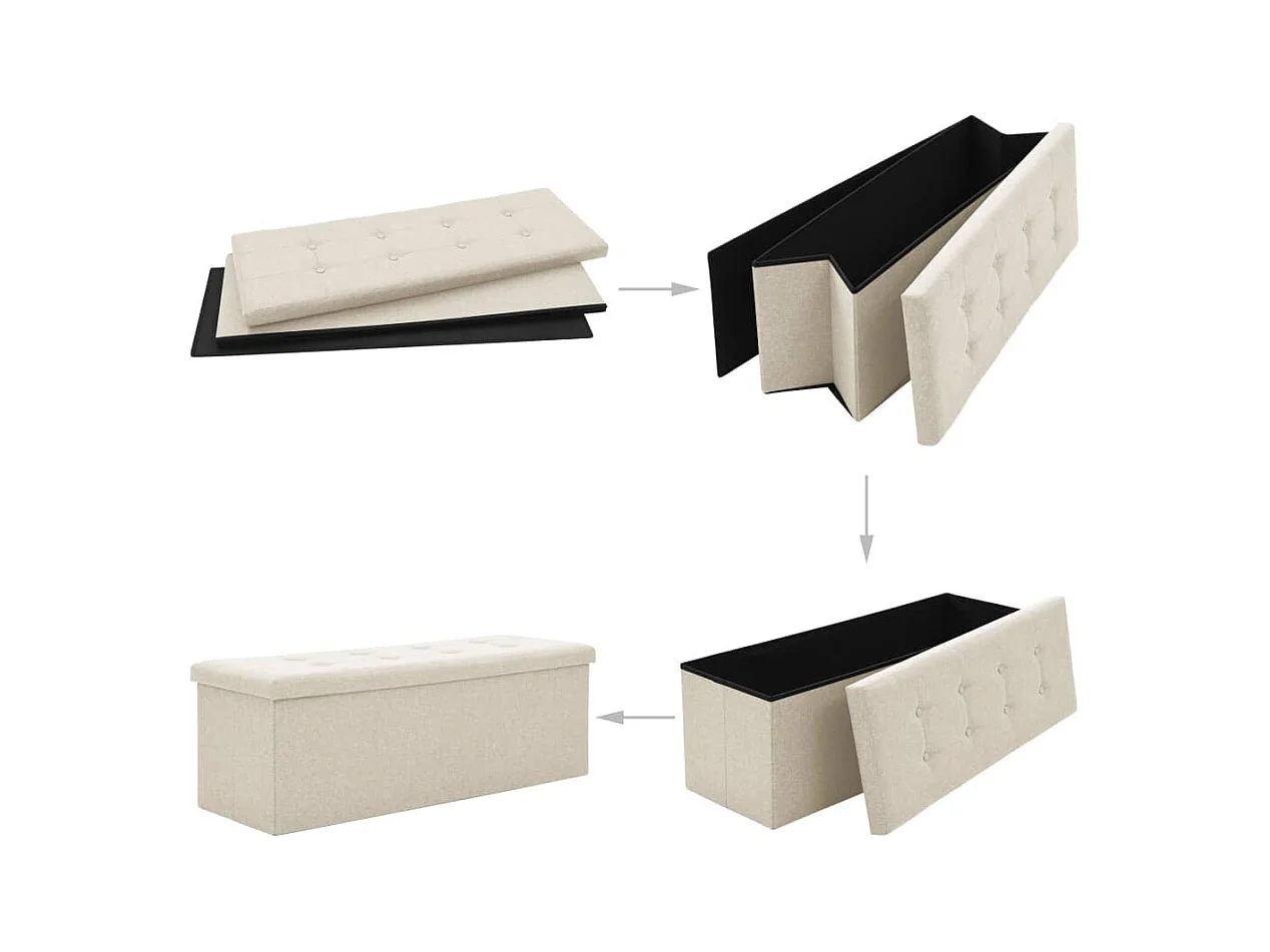 Opbergbank inklapbaar kunstlinnen crèmewit