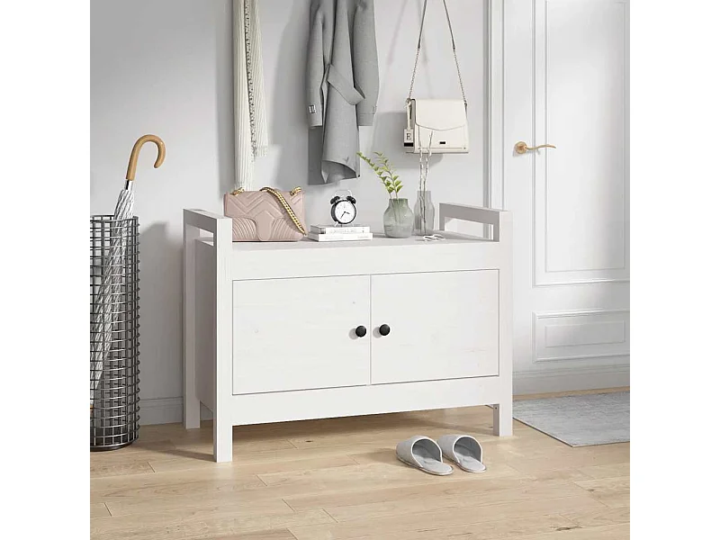Banc d'entrée Blanc 80x40x60 cm Bois de pin massif