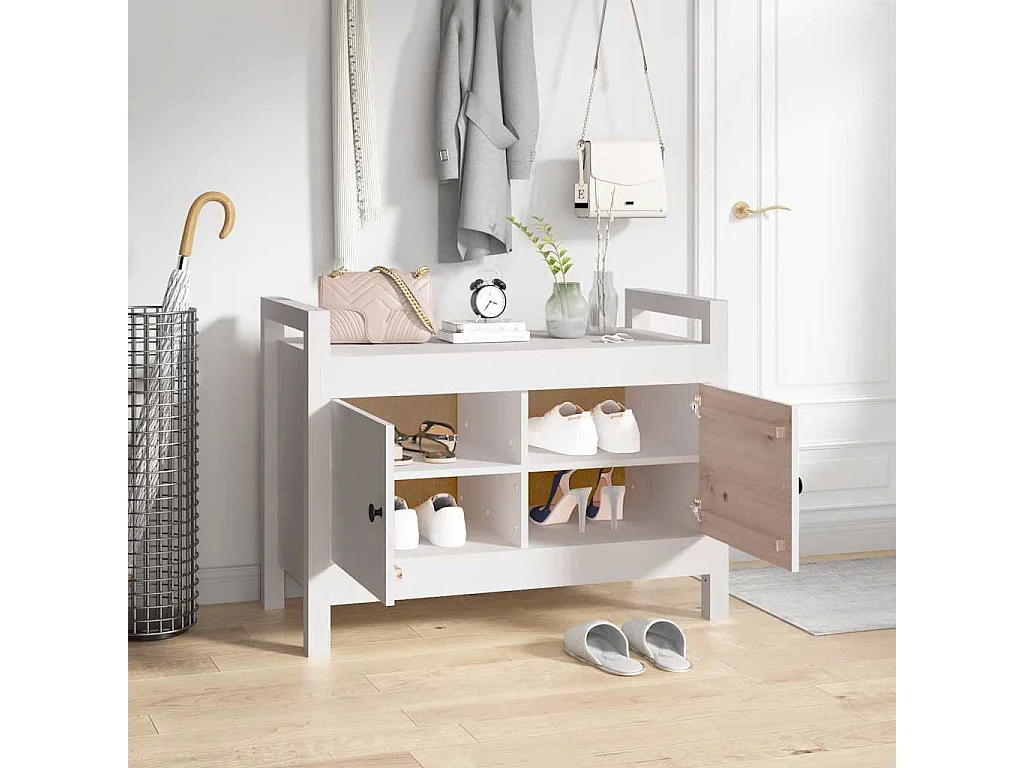 Banc d'entrée Blanc 80x40x60 cm Bois de pin massif