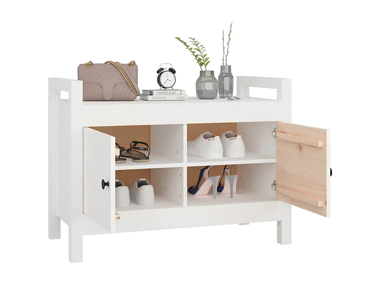 Banc d'entrée Blanc 80x40x60 cm Bois de pin massif