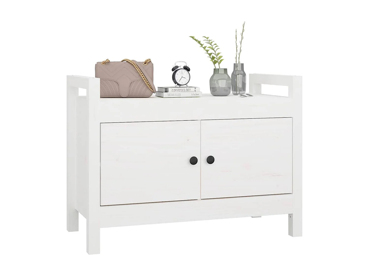 Banc d'entrée Blanc 80x40x60 cm Bois de pin massif