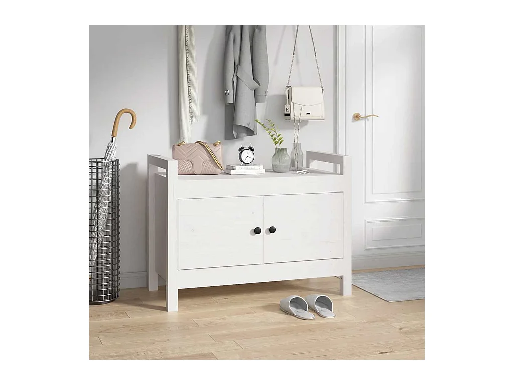 Banc d'entrée Blanc 80x40x60 cm Bois de pin massif