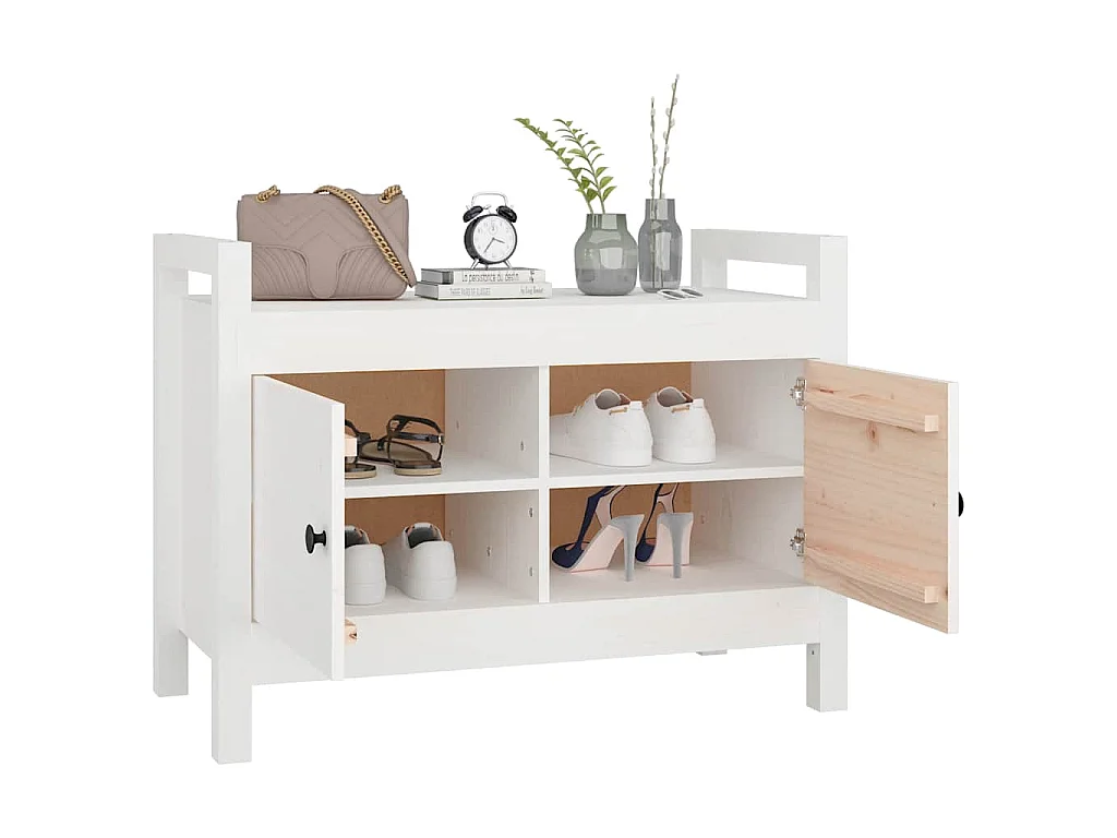 Banco de recibidor madera maciza de pino blanco 80x40x60 cm