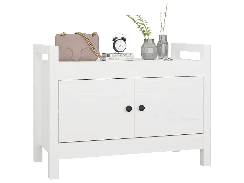 Banco de recibidor madera maciza de pino blanco 80x40x60 cm