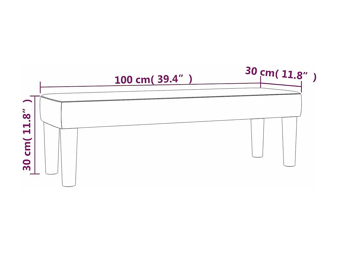 Banc Crème 100x30x30 cm Tissu