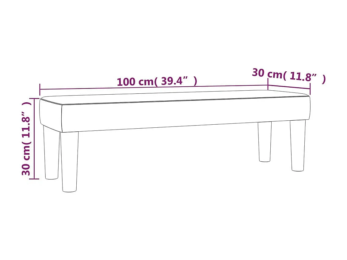 Banc Crème 100x30x30 cm Tissu