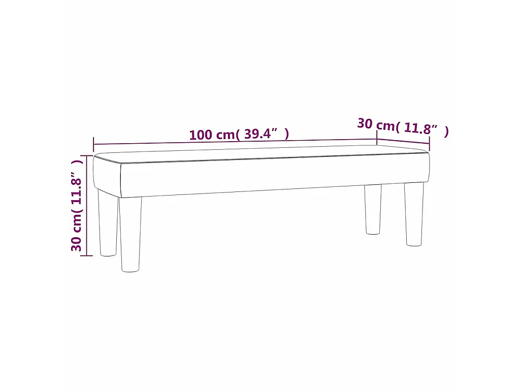 Banc Crème 100x30x30 cm Tissu