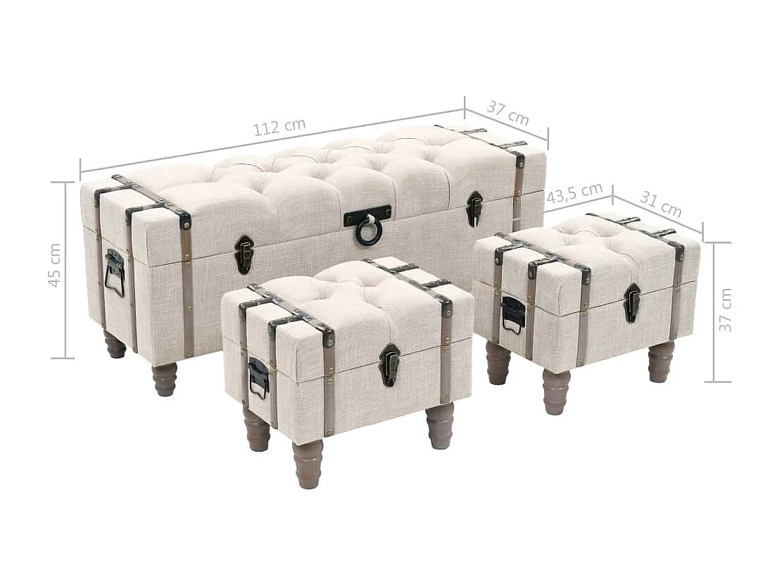 Ensemble de bancs de rangement 3 pcs Bois massif et acier