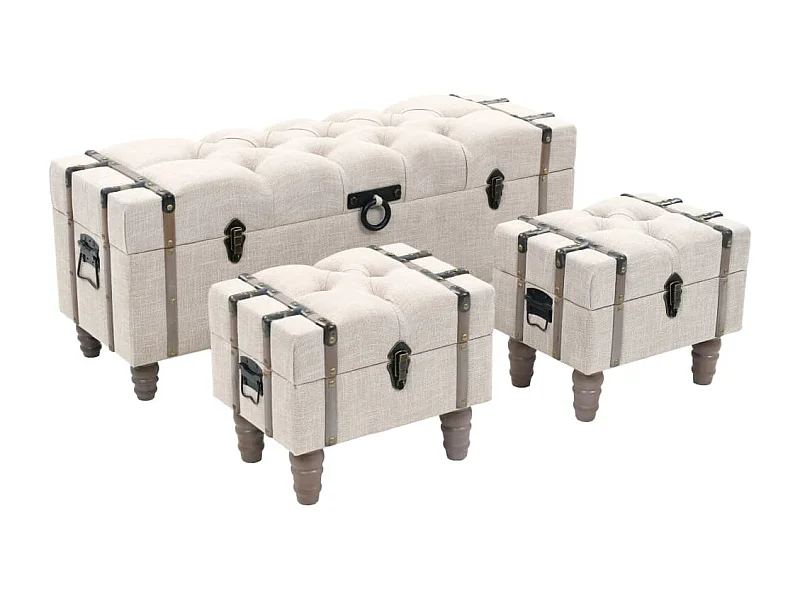 Ensemble de bancs de rangement 3 pcs Bois massif et acier