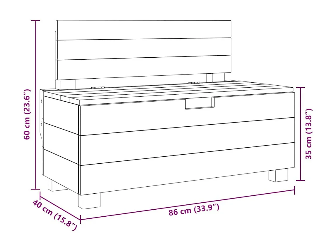 Bank 86x40x60 cm massief mahoniehout