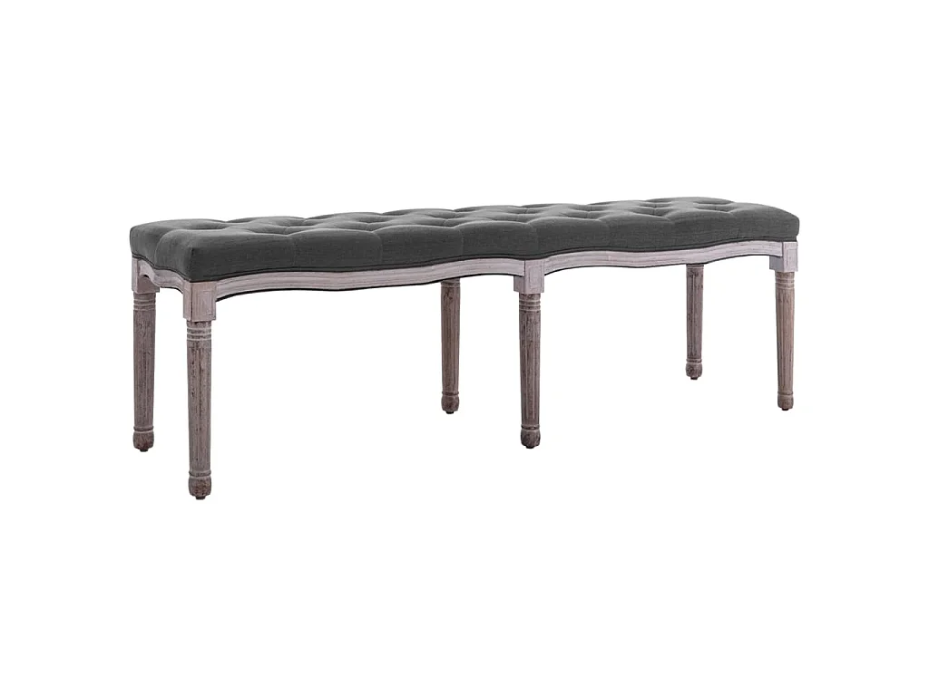 Panca in Lino e Legno Massello 150x40x48 cm Grigio Scuro