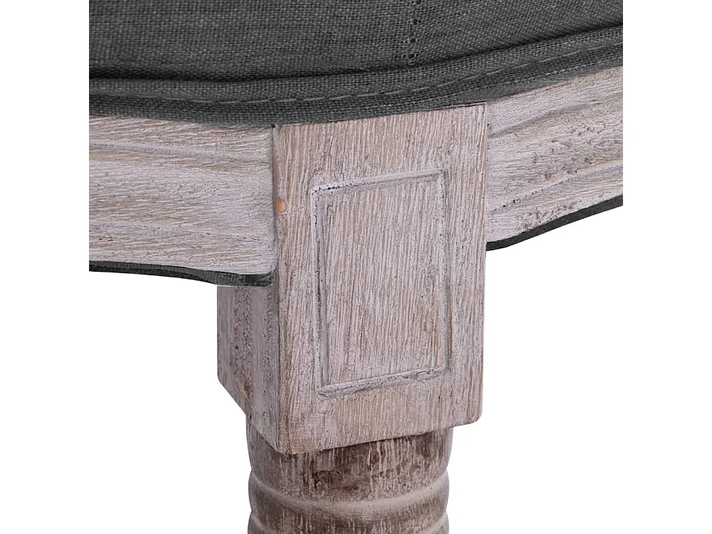 Panca in Lino e Legno Massello 150x40x48 cm Grigio Scuro