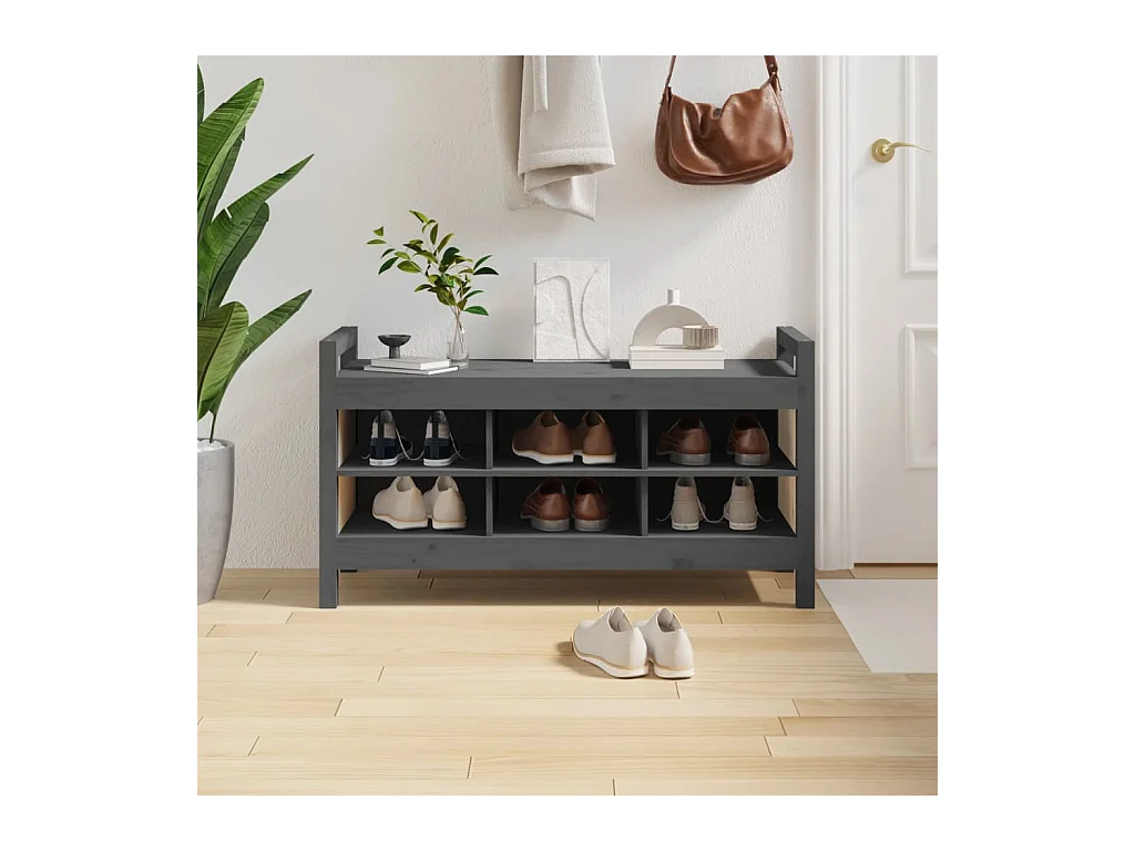 Banc d'entrée Gris 110x40x60 cm Bois de pin massif