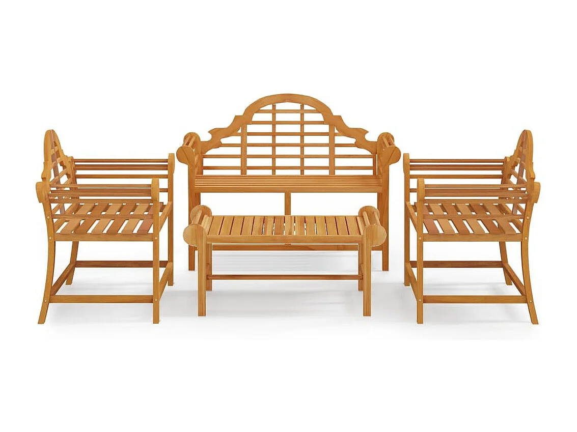 4-tlg. Garten-Lounge-Set Massivholz Teak