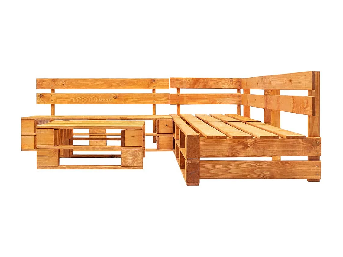 Canapés de jardin palette 4 pcs bois marron miel