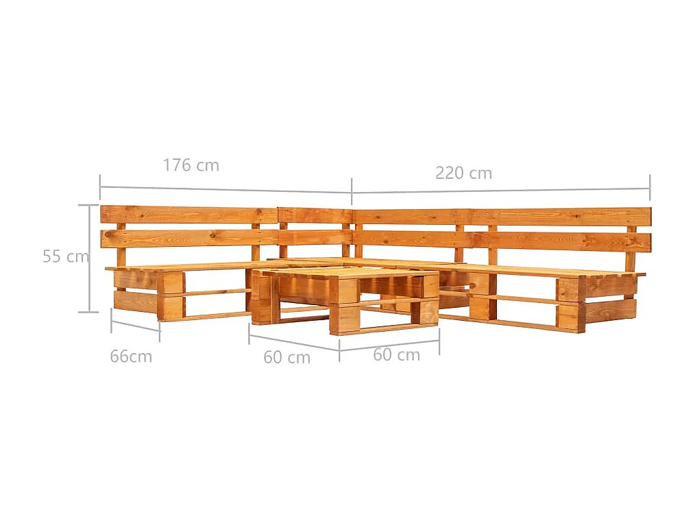 Canapés de jardin palette 4 pcs bois marron miel