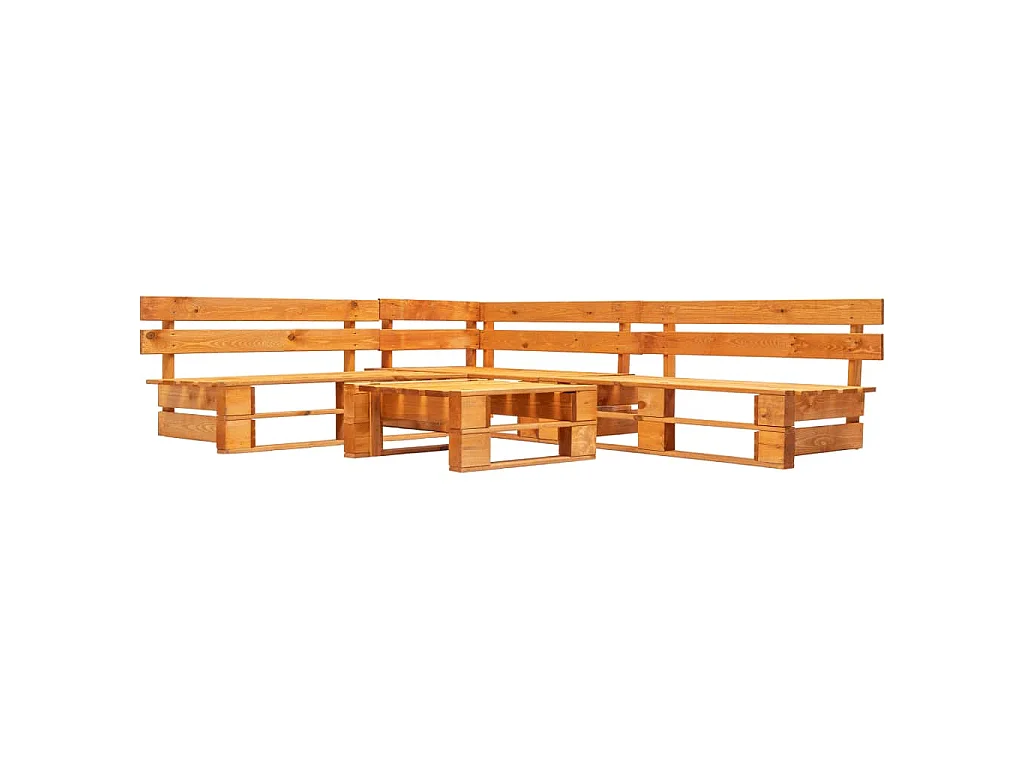 Canapés de jardin palette 4 pcs bois marron miel