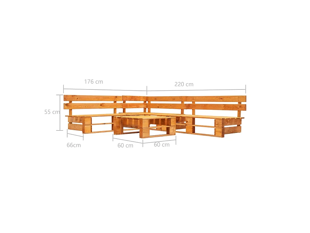 Canapés de jardin palette 4 pcs bois marron miel