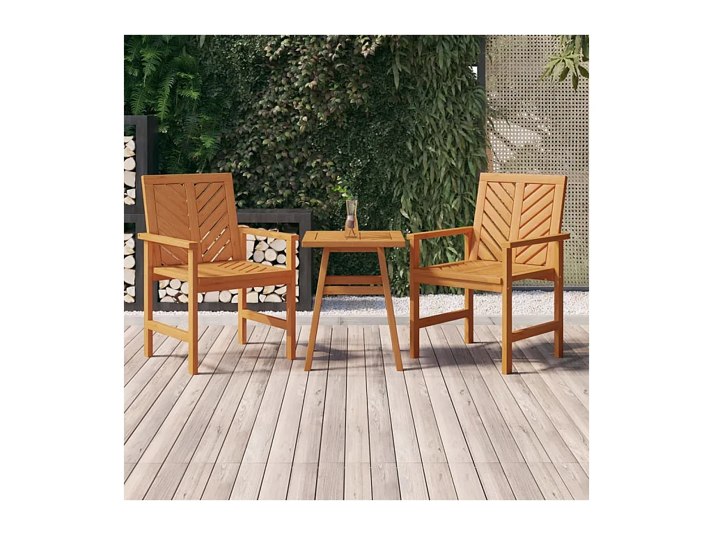Ensemble de salon de jardin 3 pcs bois d'acacia solide