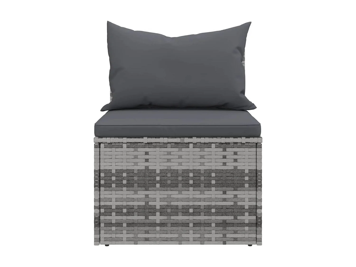 4 pcs conjunto sofás de jardim c/ almofadões vime PE cinzento