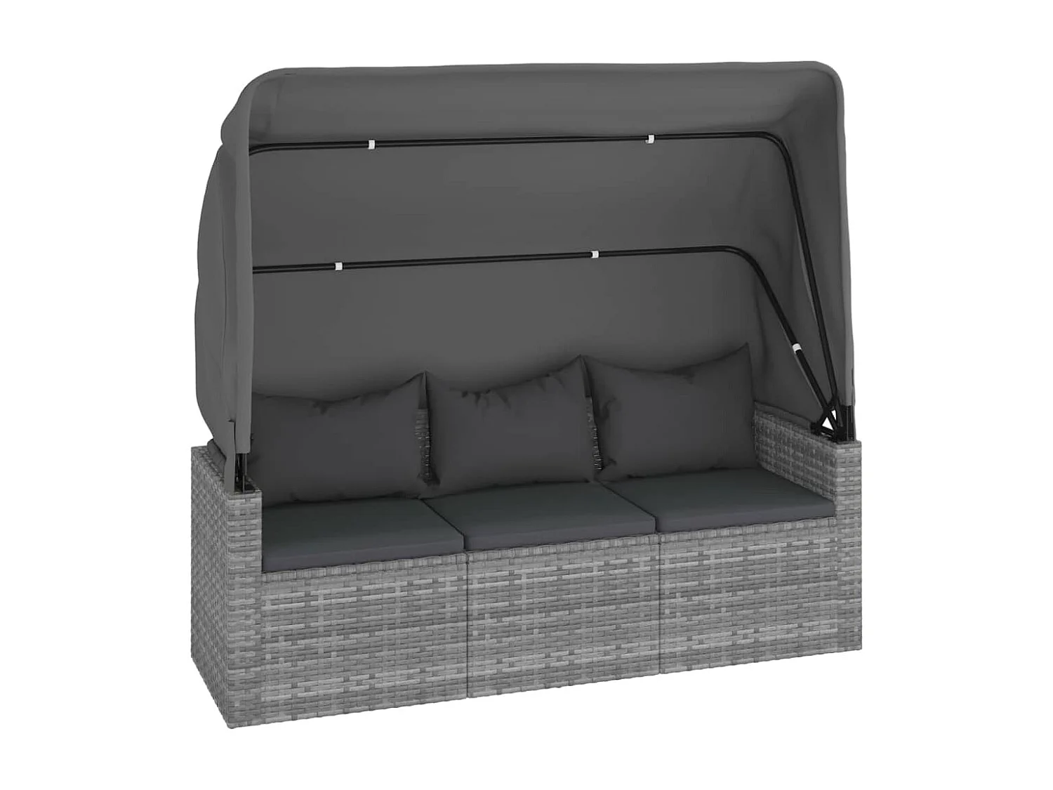 Salon de jardin 4 pcs avec coussins gris résine tressée