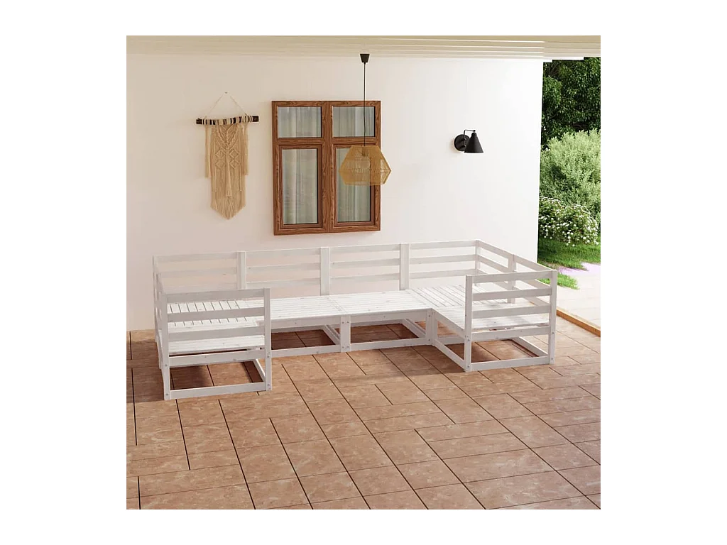Set Divani da Giardino 6 pz in Legno Massello di Pino