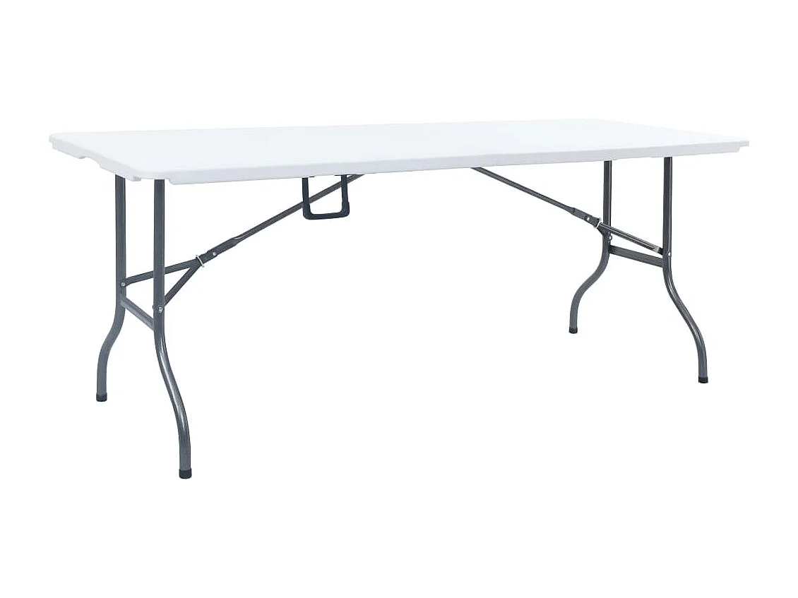 Table pliable de jardin avec 2 bancs 180 cm Acier et PEHD Blanc