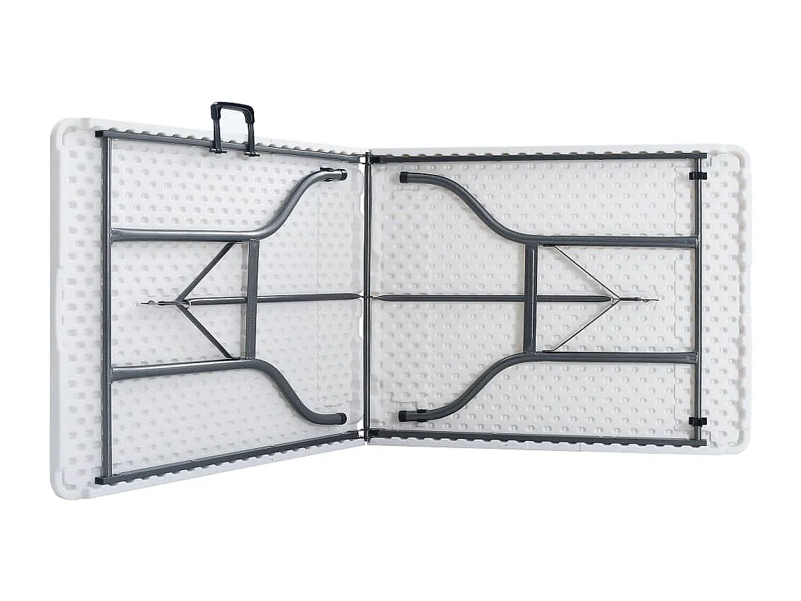 Table pliable de jardin avec 2 bancs 180 cm Acier et PEHD Blanc