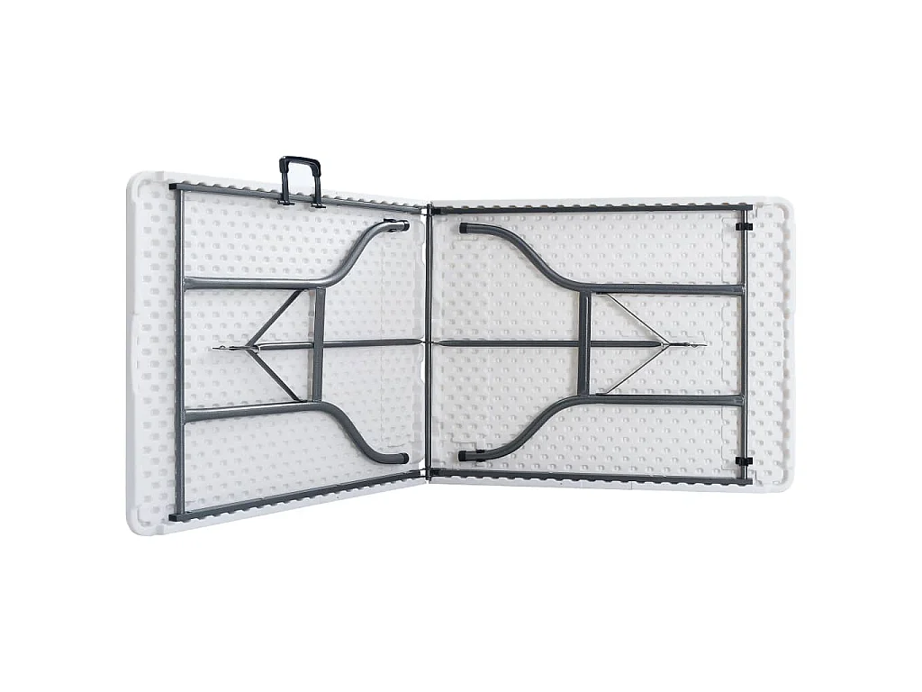Klappbarer Gartentisch mit 2 Bänken 180 cm Stahl und HDPE Weiß