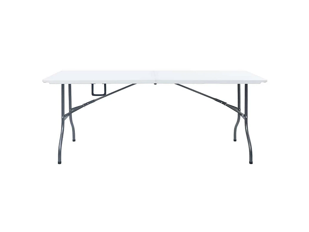 Tuintafel met 2 bankjes inklapbaar 180 cm staal en HDPE wit