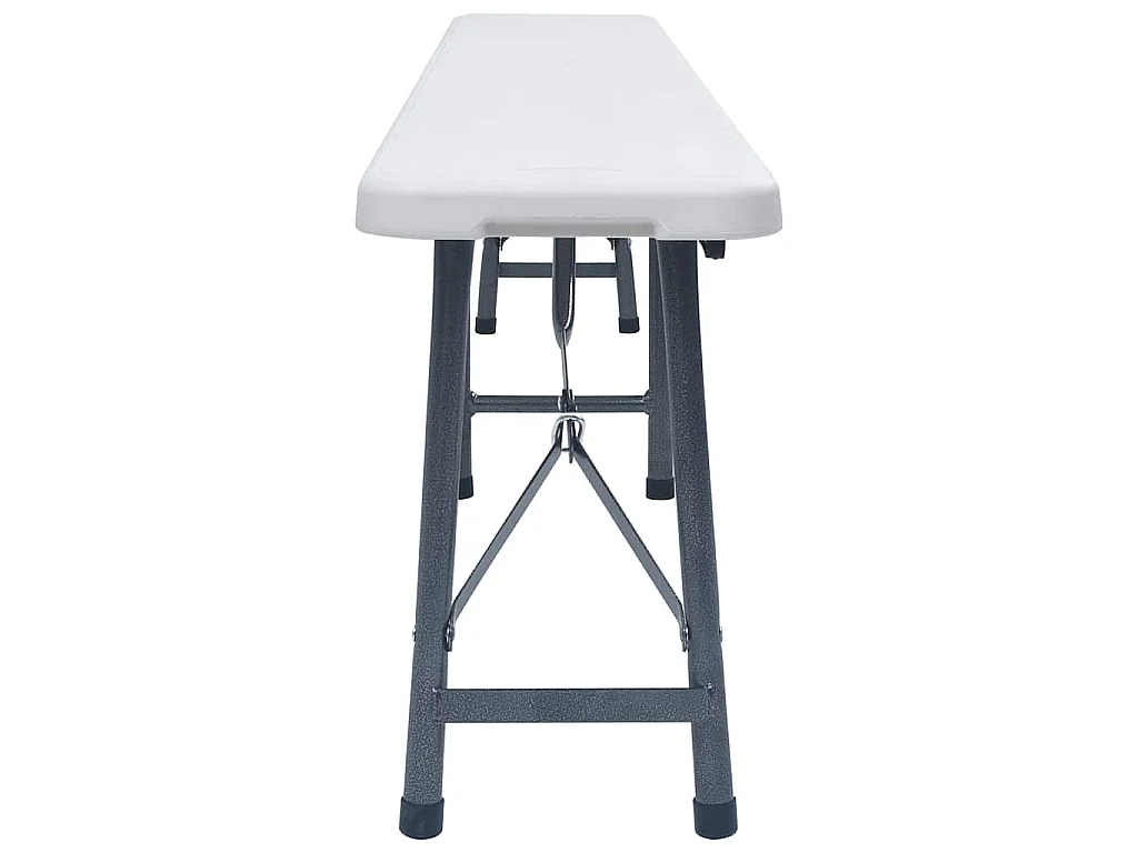 Tuintafel met 2 bankjes inklapbaar 180 cm staal en HDPE wit