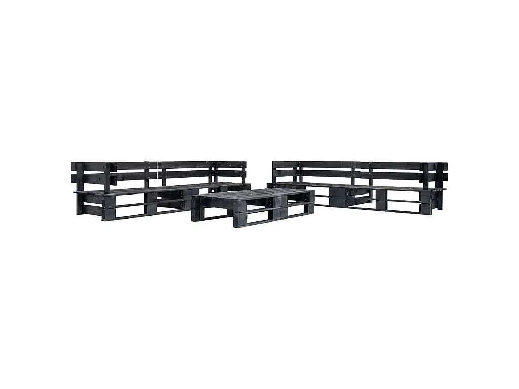 Canapés de jardin palette 6 pcs noir bois