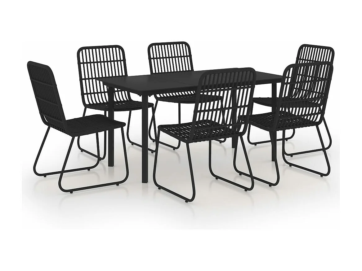 Ensemble à dîner d'extérieur 7 pcs Résine tressée et verre