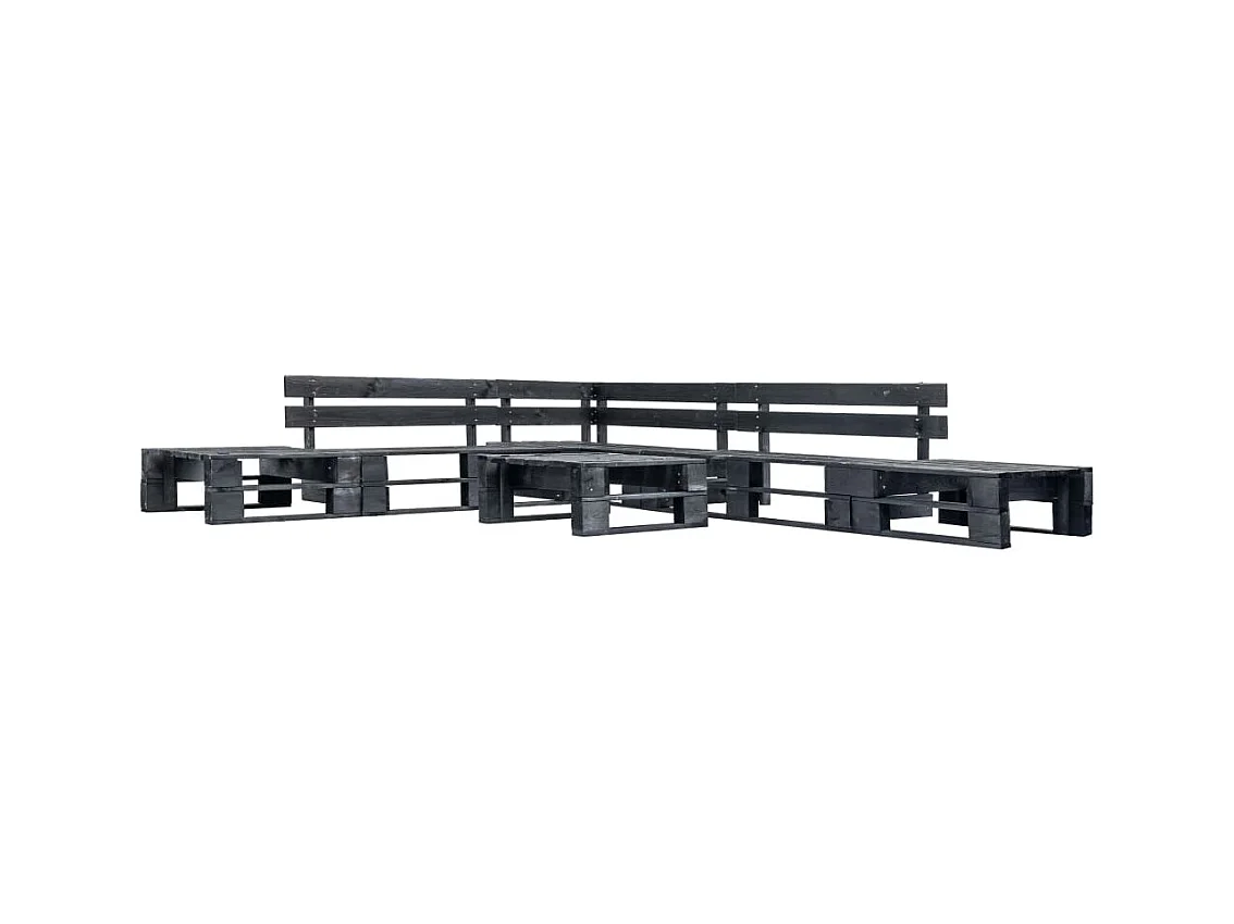 Canapés de jardin palette 6 pcs noir bois