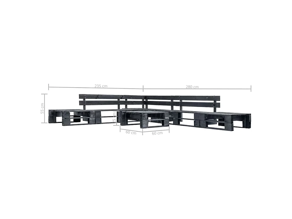 Canapés de jardin palette 6 pcs noir bois