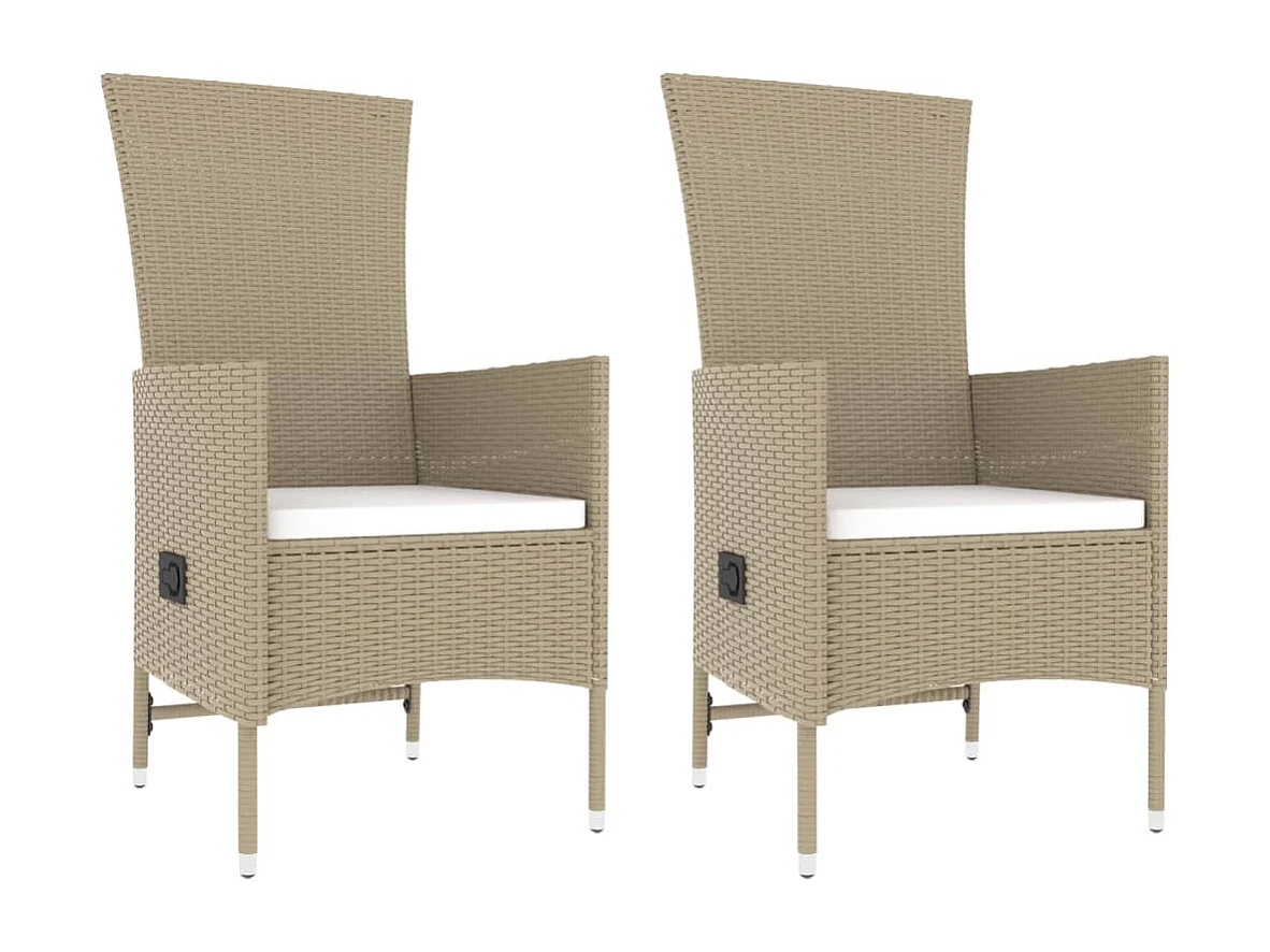 3-delige Loungeset poly rattan en staal beige